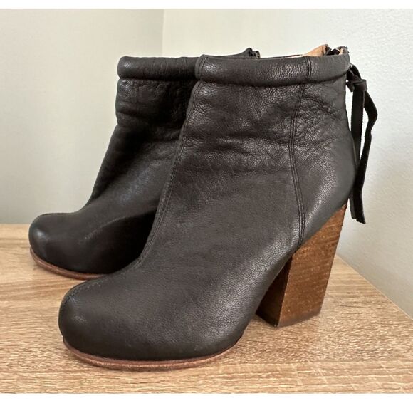 Jeffrey Campbell Havana Last Rumble Black Leather Heeled Ankle Boots size 6.5 - Picture 1 of 14